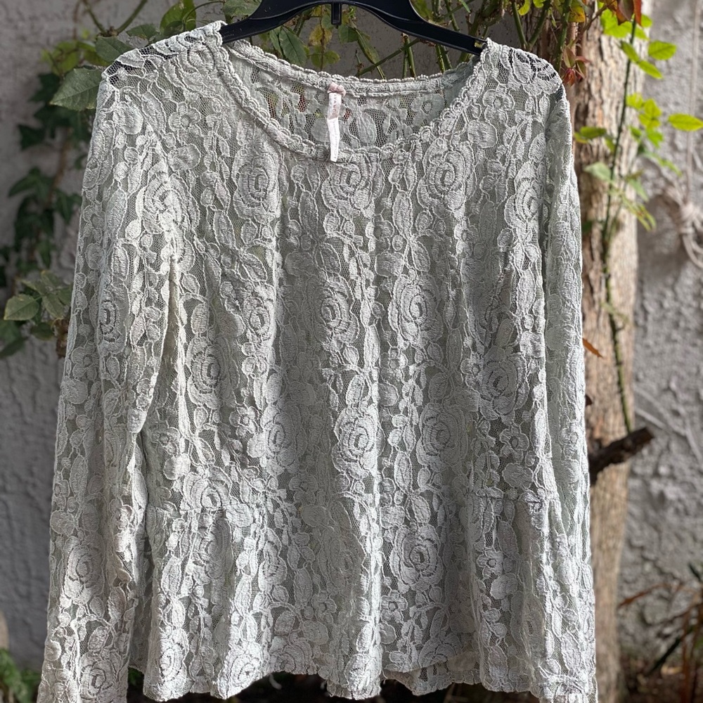 Lauren Conrad sage green lace top.